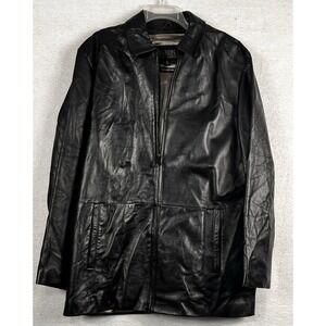 VTG Wilsons Leather Pelle Studio Black Thinsulate Jacket Mens M Zip Front Coat
